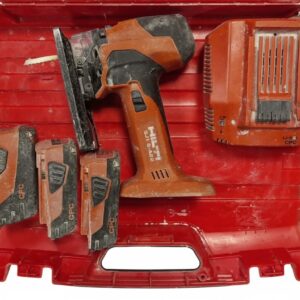 Hilti Stichsäge SJT 6-A22 Rot, Akku-Stichsäge im Set mit Ladegerät und 3 Akkus, leistungsstarkes Profi-Gerät für präzise Schnitte | Zustand: Gut