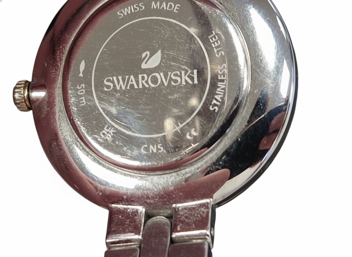 Swarovski Crystalline Damenuhr bicolor, Elegante Quarzuhr mit glitzerndem Zifferblatt, Lünette mit Kristallen, Edelstahl, Swiss Made | Zustand: Sehr Gut – Bild 2