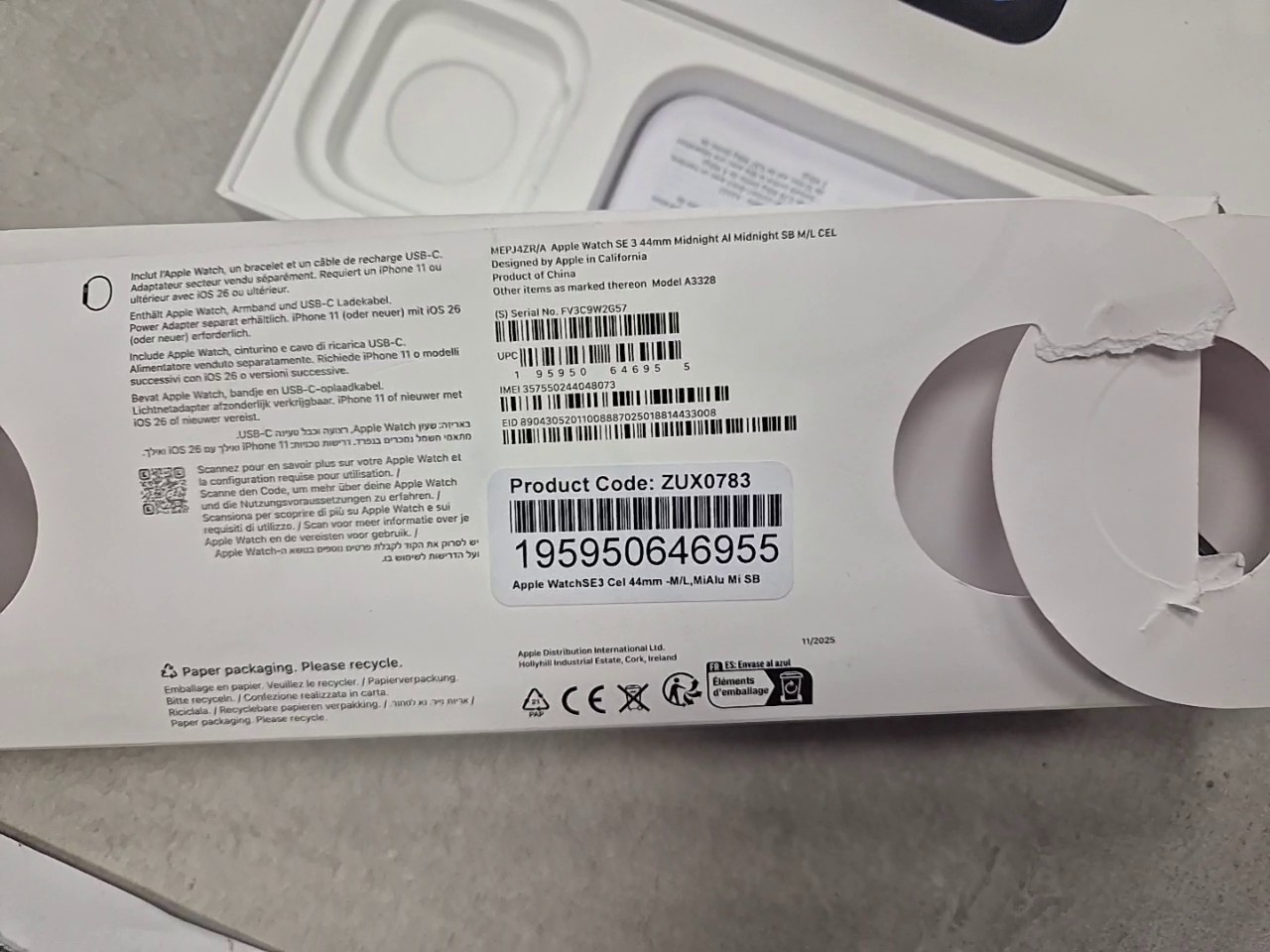 Apple Watch SE 3 44mm Midnight GPS+Cellular, Originalverpackt (OVP), Aluminiumgehäuse Mitternacht, Sportarmband M | L, Mobilfunkfunktion | Zustand: Sehr Gut – Bild 2