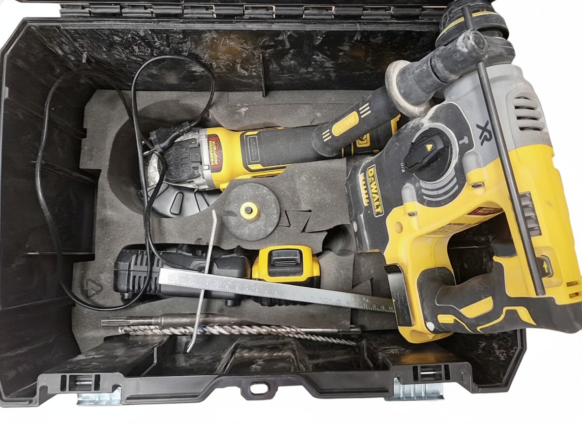 DeWalt DCH273 & DCG405 18V Akku-Set, Akku-Bohrhammer DCH273 & Winkelschleifer DCG405, Brushless, inkl. 18V 5.0Ah Akku & Ladegerät | Zustand: Sehr Gut – Bild 2