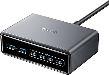 Anker Prime Charger (200W, 6 Ports, GaN), Desktop-Ladestation mit 4x USB-C (je 100W max.) und 2x USB-A, ActiveShield 3.0, Modell A2683. | Zustand: Neu