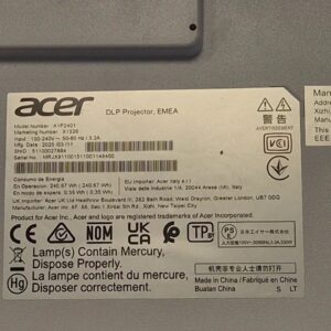 Acer X1526 DLP Projektor Weiß, Full HD Beamer, 4.000 ANSI Lumen, 1080p Auflösung, 3D-fähig, inkl. Fernbedienung | Zustand: Sehr Gut