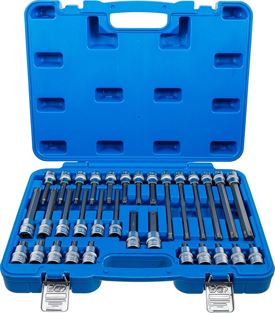 BGS technic Bit-Einsatz-Satz 5182 32-tlg., 1 | 2 Zoll Antrieb, T-Profil (für Torx) T20-T70, Längen 55, 100, 140, 200 mm, Chrom-Vanadium-Stahl | Zustand: Neu