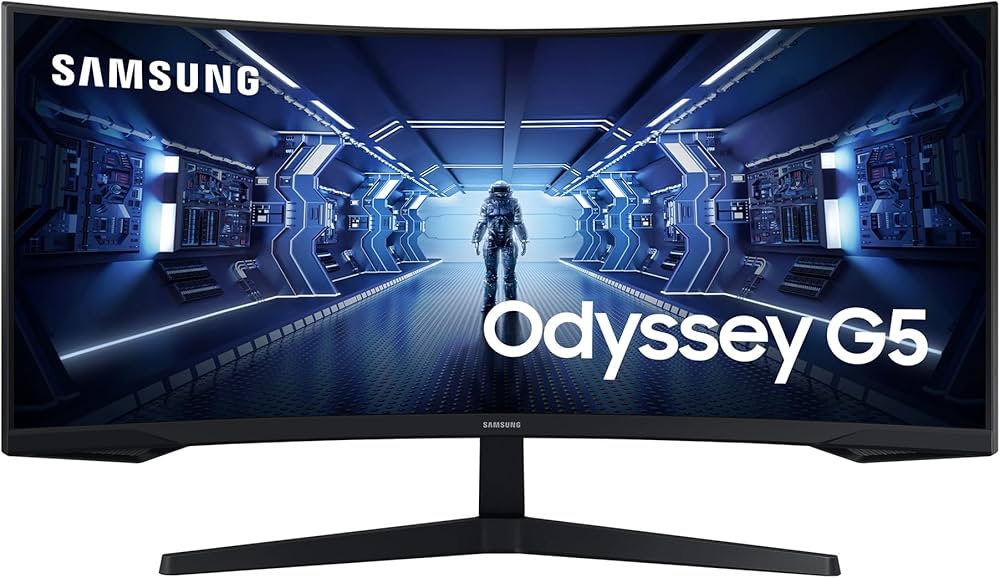 Samsung Odyssey G5 C34G55TWW Schwarz, 34 Zoll Curved Gaming Monitor, UWQHD-Auflösung, 165 Hz Bildwiederholrate, 1 ms Reaktionszeit | Zustand: Sehr Gut