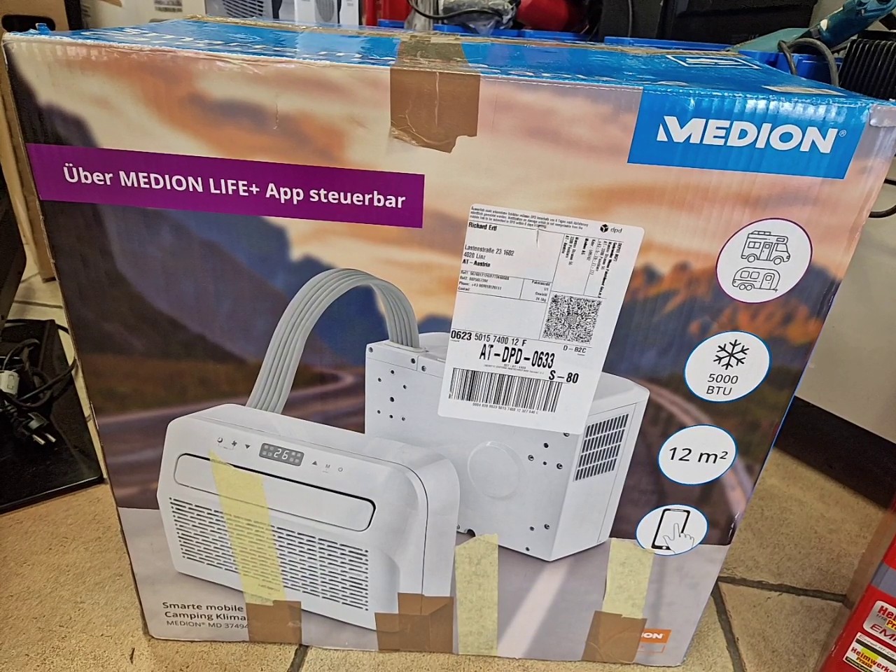 Medion LIFE P501 MD 37494, Mobile Split-Klimaanlage, 5000 BTU, für 12 m², App-steuerbar, Verpackung beschädigt | Zustand: Gut – Bild 2