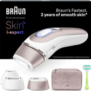 Braun Skin i.expert PL7253 Weiß/Roségold, Smartes IPL-Haarentfernungssystem mit App-Anbindung, Echtzeit-Feedback, 3 Aufsätzen und Tasche. | Zustand: Neu