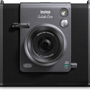Fujifilm Instax Wide Evo Black, Digitale Hybrid-Sofortbildkamera für Instax WIDE Film, 16mm Weitwinkelobjektiv, 10 Objektiv- & Filmeffekte, USB-C, Bluetooth-App-Anbindung. | Zustand: Neu