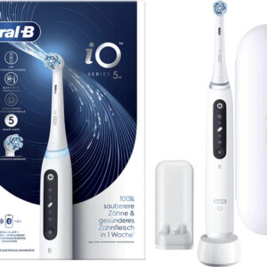 Oral-B iO Series 5, Matte White, Elektrische Zahnbürste mit 5 Putzmodi, Andruckkontrolle, Bluetooth-App-Anbindung und Reiseetui. | Zustand: Neu