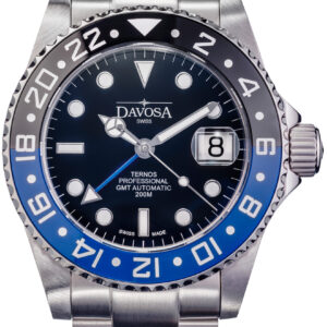 Davosa Ternos Professional GMT Batman, Automatik Herrenuhr, schwarz-blaue Keramiklünette, inkl. Box, Rechnung und 2 Armbändern     | Zustand: Sehr Gut