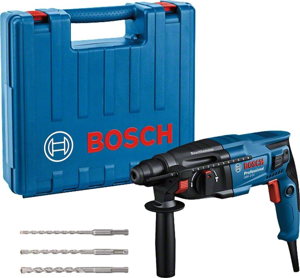 Bosch Professional GBH 2-21 Bohrhammer, 720 W, 2,0 J Schlagenergie, SDS-plus, inkl. Koffer, Zusatzhandgriff und 3 Bohrern | Zustand: Sehr Gut
