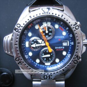 Citizen Promaster Aqualand 3740-E70006 Blau, Glass ist zerkratzt Vintage Taucheruhr, EdelstahLadegerätehäuse, blaues Zifferblatt, Kautschukarmband, Glas mit Kratzern. | Zustand: In Ordnung