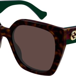 Gucci GG1300S 002 Havana Sonnenbrille, Damen-Sonnenbrille in Schmetterlingsform, Acetatrahmen in Havana-Optik, Größe 55-19-145. | Zustand: Sehr Gut