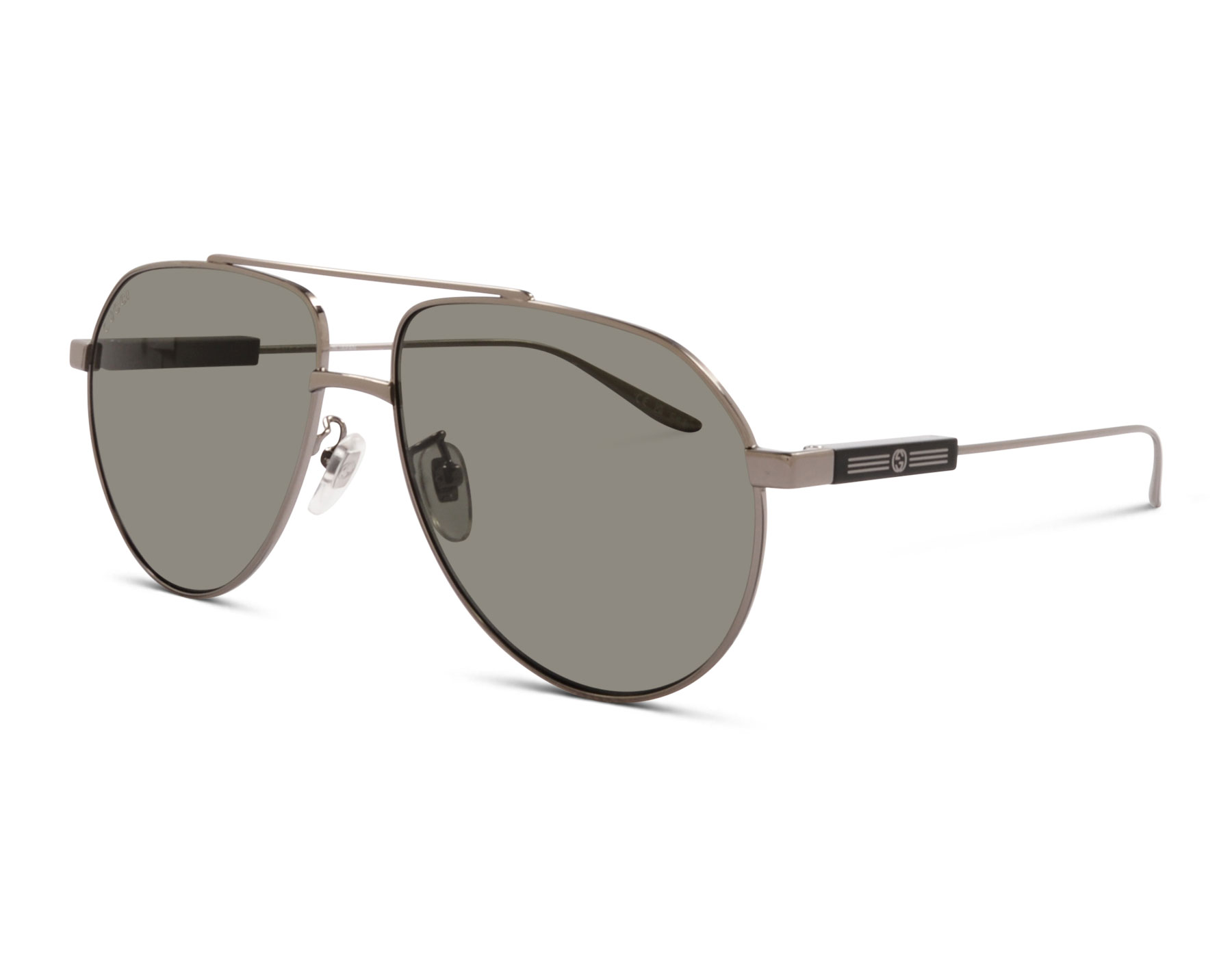 Gucci GG1311S 001 Silber, Elegante Herren-Sonnenbrille in Pilot-Form mit grauem Glas, Vollrand aus Metall, Größe 61 mm. | Zustand: Sehr Gut