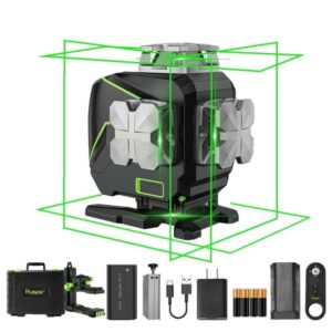 Huepar S04CG 4D Kreuzlinienlaser, 16-Linien-Laser mit 4x360°-Projektion, Bluetooth, Fernbedienung, LCD-Display und Hubbasis. | Zustand: Gut