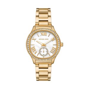 Michael Kors Sage MK4805 Gold Damenuhr, 38 mm EdelstahLadegerätehäuse, Perlmutt-Zifferblatt, Pavé-Lünette, Quarzwerk, inkl. Originalverpackung | Zustand: Wie Neu