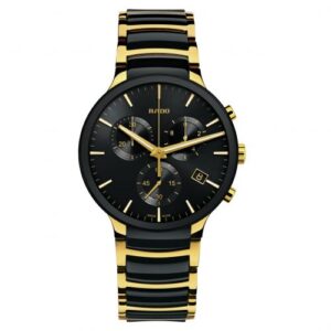 Rado Centrix Chronograph Schwarz Gold, OVP Herrenuhr, Quarz, Edelstahl | Keramik, Ref. 312.0134.3, inkl. Originalverpackung und Ersatzglieder Armband hat gebrauchsspuren | Zustand: Sehr Gut | Farbe: schwarz