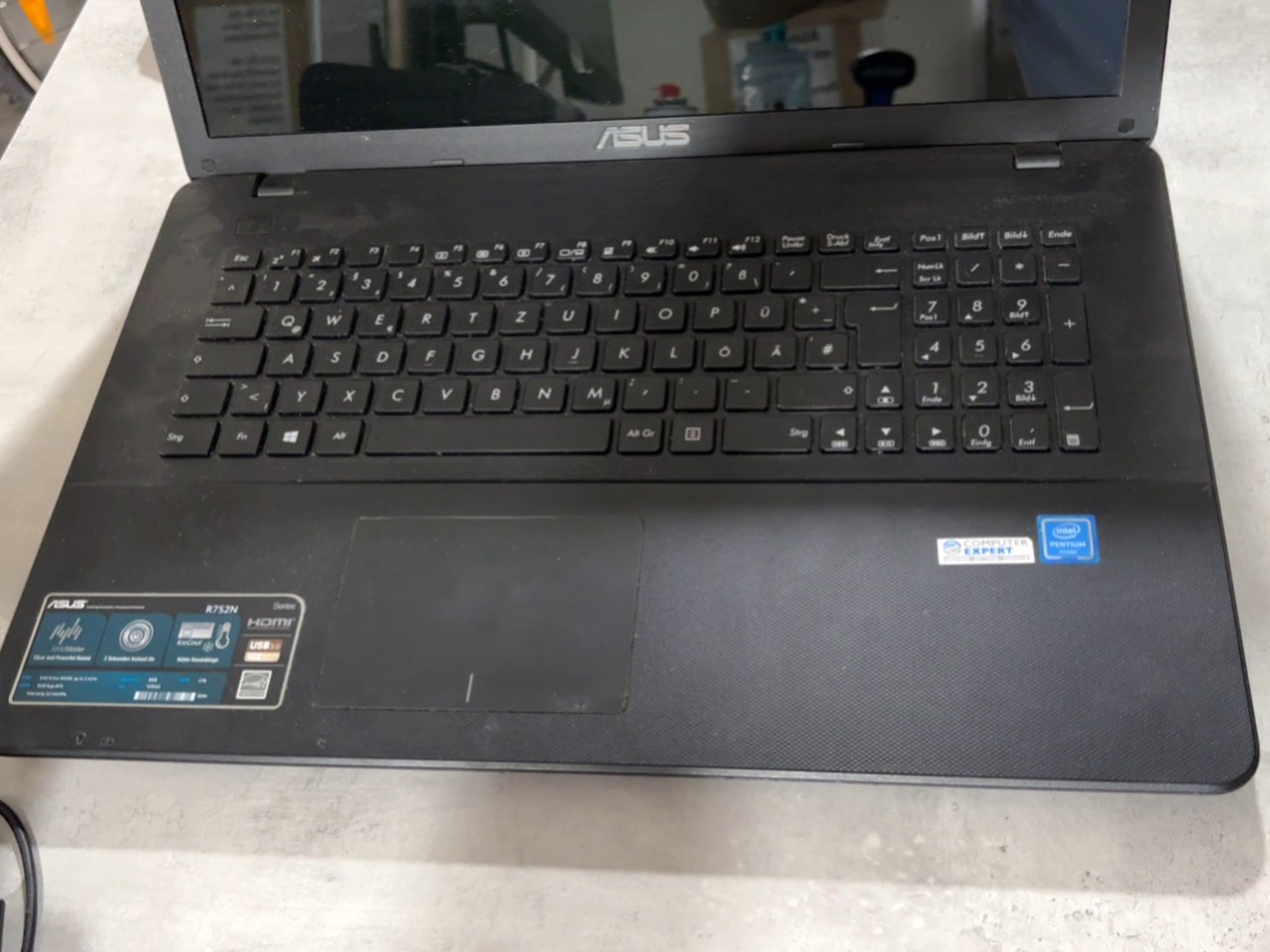Asus R752NA Laptop Schwarz, Intel Pentium N4200, 8 GB RAM, 512 GB SSD, inkl. Ladegerät | Zustand: In Ordnung – Bild 2