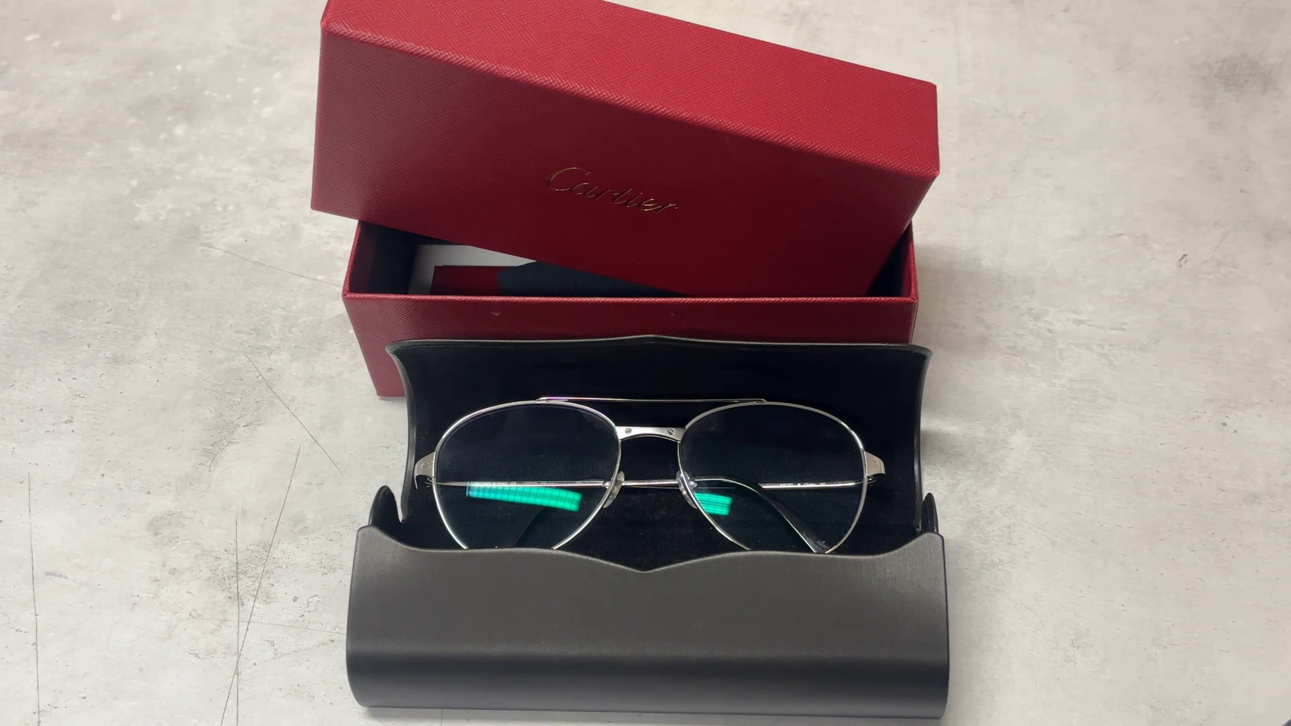Cartier CT0307O Brille, Unisex Pilot Metallbrille aus der Santos de Cartier Kollektion, inkl. Tasche und Box. | Zustand: Sehr Gut – Bild 4