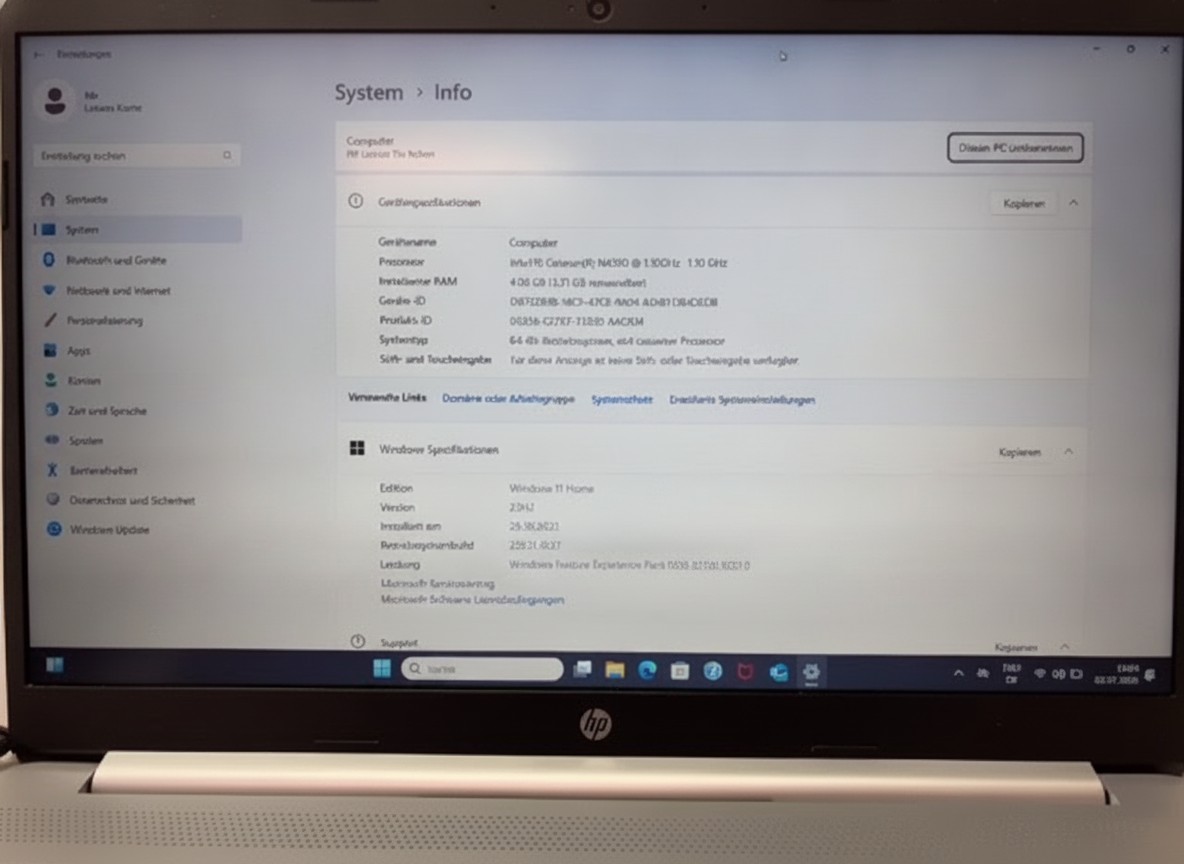 HP Laptop Intel Celeron N4500 Silber, 15,6 Zoll Display, 4 GB RAM, SSD128GB Intel UHD Graphics, Windows 11 Home, Farbe: Silber | Zustand: Sehr Gut – Bild 2