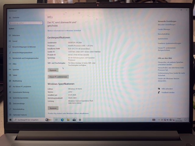 Lenovo IdeaPad Slim 3 16IRU8 Arctic Grey, 16 Zoll WUXGA, Intel U300, 8GB RAM, 512GB SSD, Windows 11 Home, Webcam, Nummernblock, mattes Display | Zustand: Sehr Gut – Bild 2