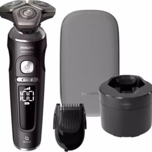 Philips SP9840/31 Series 9000 Prestige Schwarz, Elektrischer Nass- und Trockenrasierer, SkinIQ, mit Reinigungsstation und Etui | Zustand: Neu