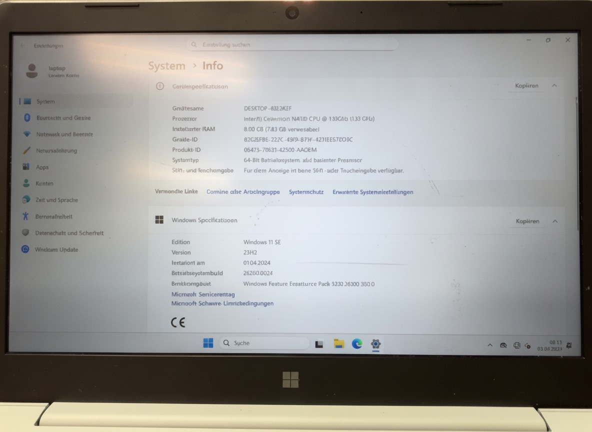 Microsoft Surface Laptop SE Weiß, Intel Celeron N4120, 8 GB RAM, 128 GB eMMC, 11,6 Zoll HD Display, Windows 11 SE | Zustand: Sehr Gut – Bild 2