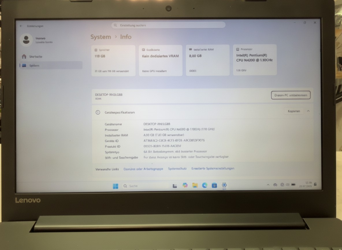 Lenovo IdeaPad 330, Schwarz, 15.6 Zoll, Intel Pentium, 8GB RAM, 128GB SSD, Windows 11 | Zustand: Sehr Gut