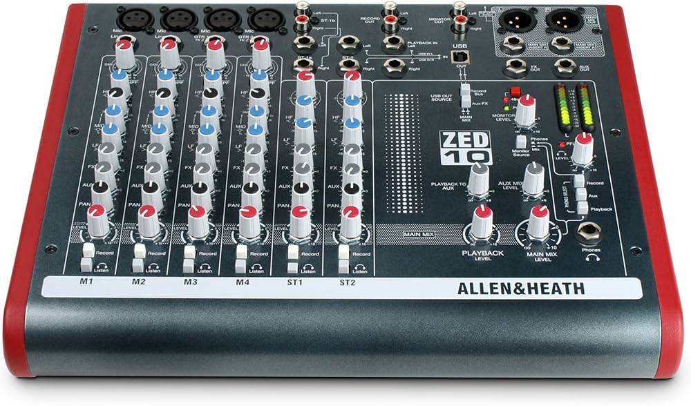 Allen & Heath ZED-10, Kompakter analoger 4-Kanal-Mixer mit USB-Audio-Interface und 2 Stereoeingängen | Zustand: Gut