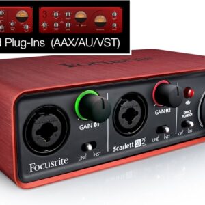 Focusrite Scarlett 2i2 , USB-Audio-Interface mit 2 Eingängen und 2 Ausgängen, hochwertigen Mikrofonvorverstärkern und Air-Modus für Musikproduktion. | Zustand: Gut