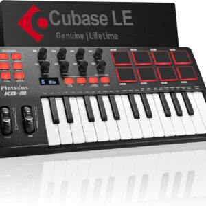 Flatsons KB-25mini, Schwarz, OVP 25 Tasten, 8 Pads, 8 Regler, Arpeggiator, USB, OLED, DAW-Software, Karton bestoßen & Kratzer, Zubehör: USB-Kabel, Software, | Zustand: Gebraucht