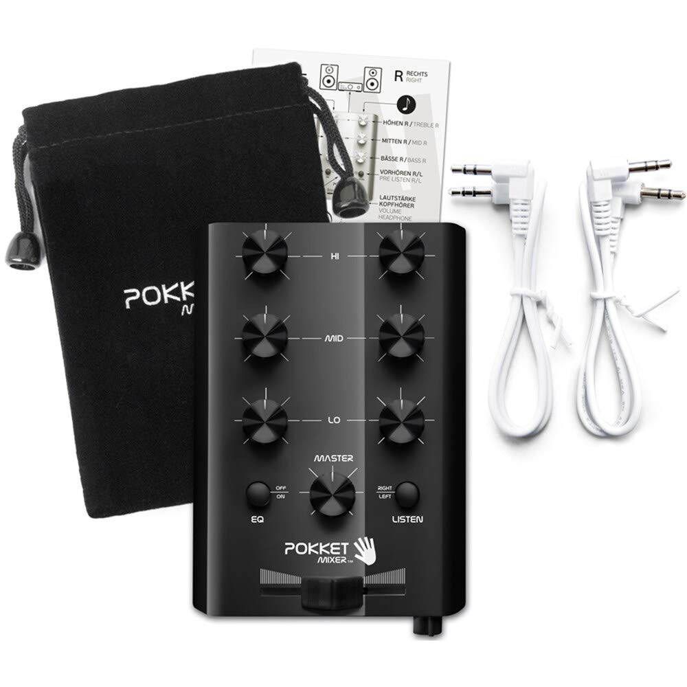 Pokketmixer Mini DJ-Mixer, Mobiler, passiver 2-Kanal-DJ-Mixer für Smartphones und MP3-Player, benötigt keine Stromversorgung. | Zustand: Gut | Farbe: schwarz
