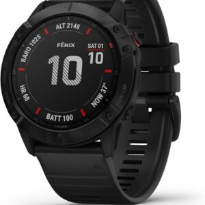 Garmin fenix 6X Pro Schwarz, GPS-Multisport-Smartwatch mit Herzfrequenzmessung, Karten-Navigation und inkludiertem Ladegerät. | Zustand: Gut | Farbe: schwarz