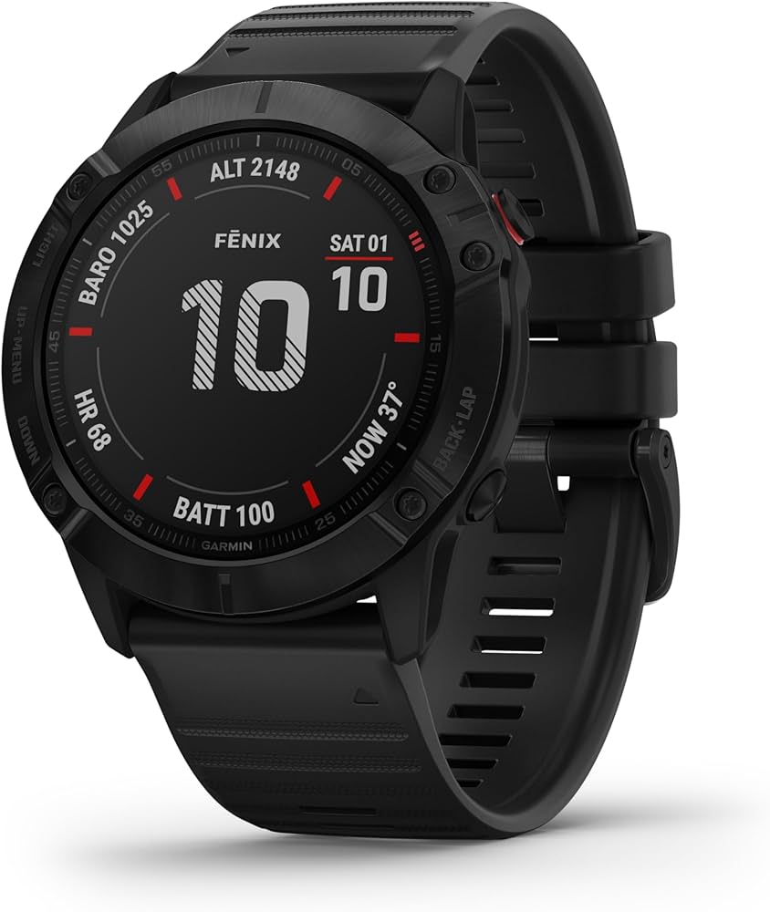Garmin fenix 6X Pro Schwarz, GPS-Multisport-Smartwatch mit Herzfrequenzmessung, Karten-Navigation und inkludiertem Ladegerät. | Zustand: Gut | Farbe: schwarz