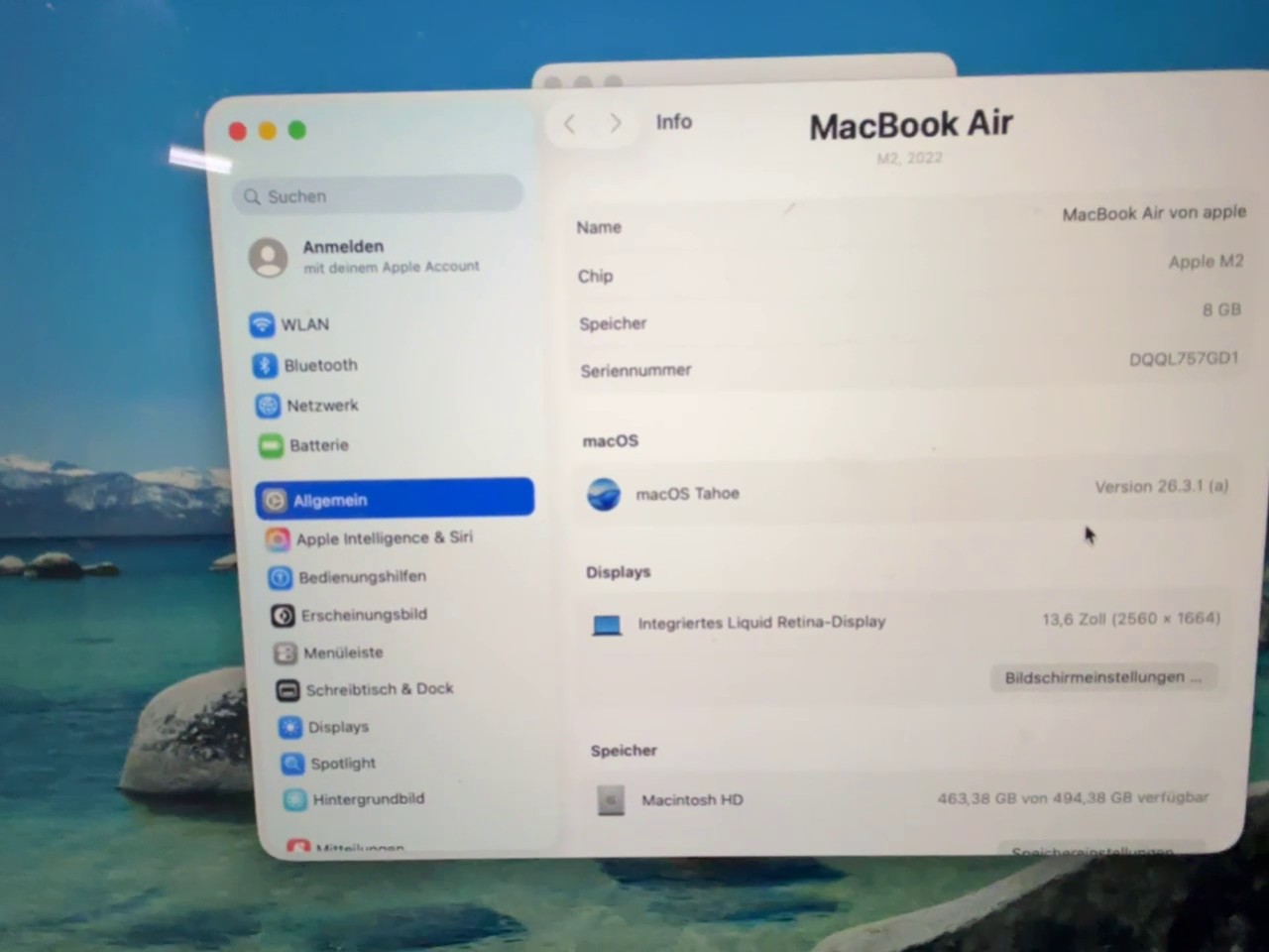 Apple MacBook Air M2 2022 Mitternacht, Apple M2, 8 GB RAM, 500 GB SSD, 13,6 Zoll Liquid Retina Display, 305 Zyklen | Zustand: Gebraucht – Bild 3