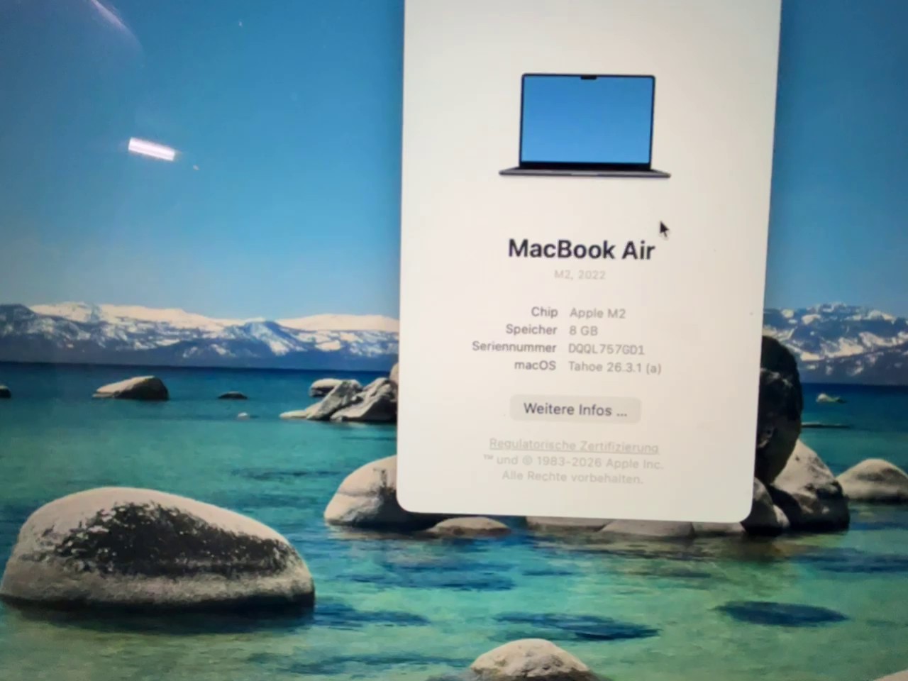 Apple MacBook Air M2 2022 Mitternacht, Apple M2, 8 GB RAM, 500 GB SSD, 13,6 Zoll Liquid Retina Display, 305 Zyklen | Zustand: Gebraucht – Bild 5