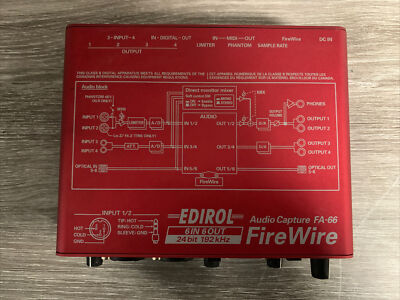 Roland Edirol FA-66, Rot, 6-In | 6-Out FireWire Audio Interface, 24-bit | 192kHz, inkl. Netzteil und Kabel | Zustand: Sehr Gut – Bild 3
