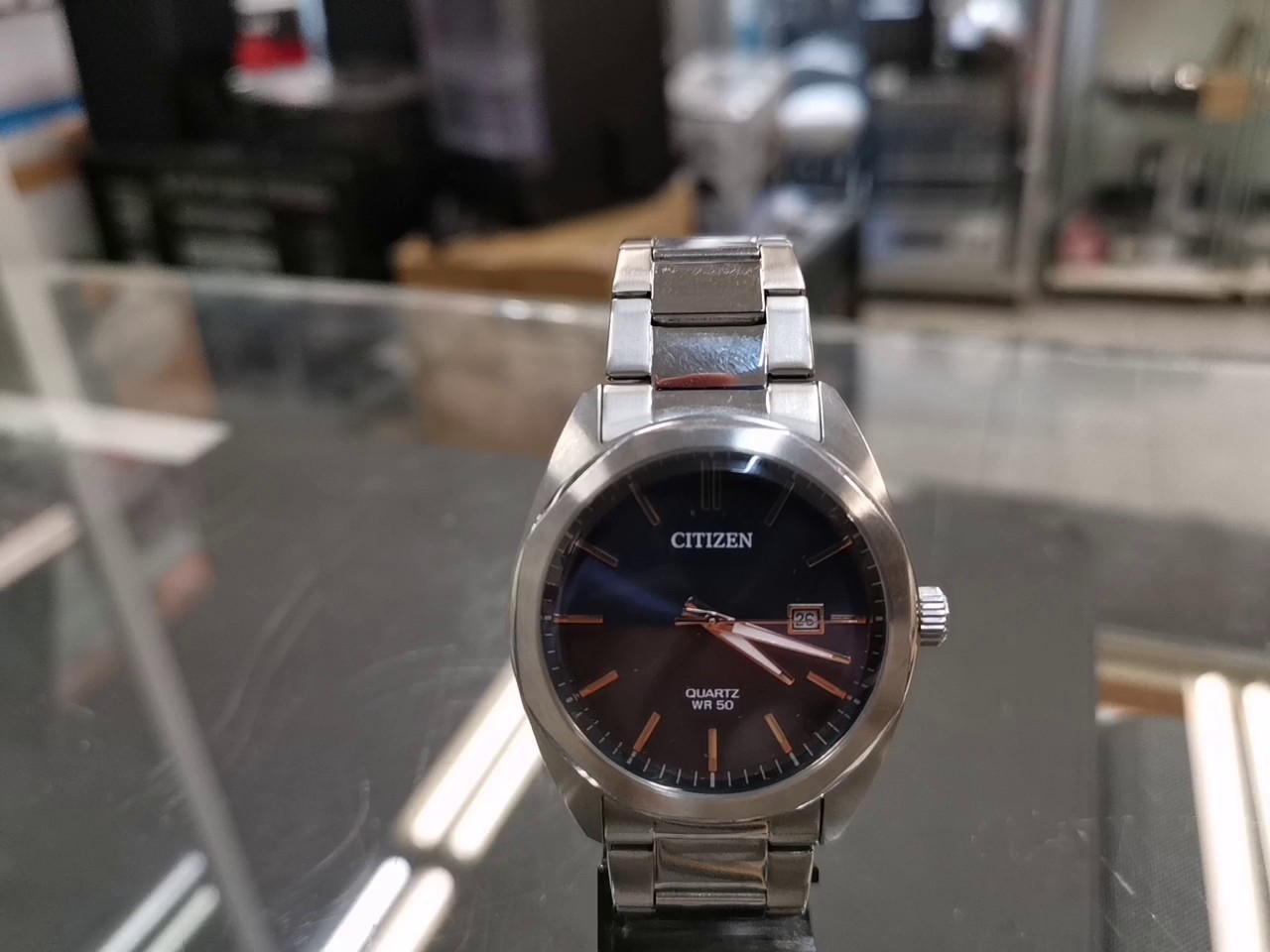 Citizen Quartz Herrenuhr Blau Edelstahl, Klassische Armbanduhr mit blauem Zifferblatt, Datumsanzeige und Edelstahlarmband, WR 50m. | Zustand: Gut – Bild 4
