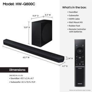 Samsung HW-Q800C Schwarz, 5.1.2-Kanal Soundbar mit kabellosem Subwoofer, Dolby Atmos, DTS:X, Q-Symphony und Fernbedienung. | Zustand: Sehr Gut
