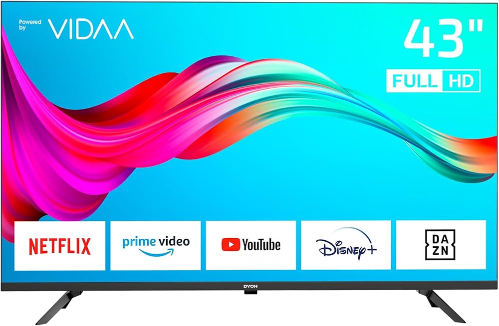 Dyon Smart 43 VX schwarz, 108 cm 43 Zoll LED Fernseher Full HD Smart TV Triple Tuner WLAN mit Fernbedienung