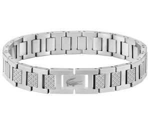 Lacoste Metropole Edelstahl Silber, Stilvolles Gliederarmband für Herren aus robustem Edelstahl in Silber mit markantem Krokodil-Logo und strukturierten Elementen. | Zustand: Sehr Gut