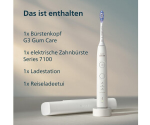 Philips Sonicare 7100 HX7420/01 Weiß, Elektrische Schallzahnbürste mit Reiseetui, G3 Gum Care Bürstenkopf und visuellem Drucksensor | Zustand: Neu