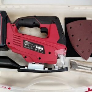 Einhell TC-JS 18 Li rot/schwarz, Akku-Pendelhubstichsäge mit 18V 2,5Ah Akku, Zubehör und Koffer | Zustand: Sehr Gut