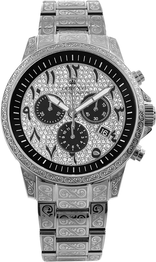 Louis XVI Palais Royale 1097-1 Silber, Herrenuhr, Chronograph, Edelstahl, Zifferblatt mit Steinen, OVP | Zustand: Wie Neu – Bild 2