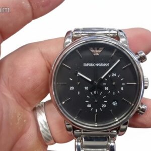 Emporio Armani Luigi AR1853 Silber Schwarz, Herren-Chronograph, Edelstahl, Zifferblatt schwarz, Datumsanzeige, OVP | Zustand: Wie Neu