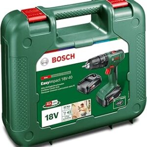 Bosch EasyImpact 18V-40 Grün, Akku-Schlagbohrschrauber mit 2,5 Ah Akku, Ladegerät und Koffer | Zustand: Sehr Gut