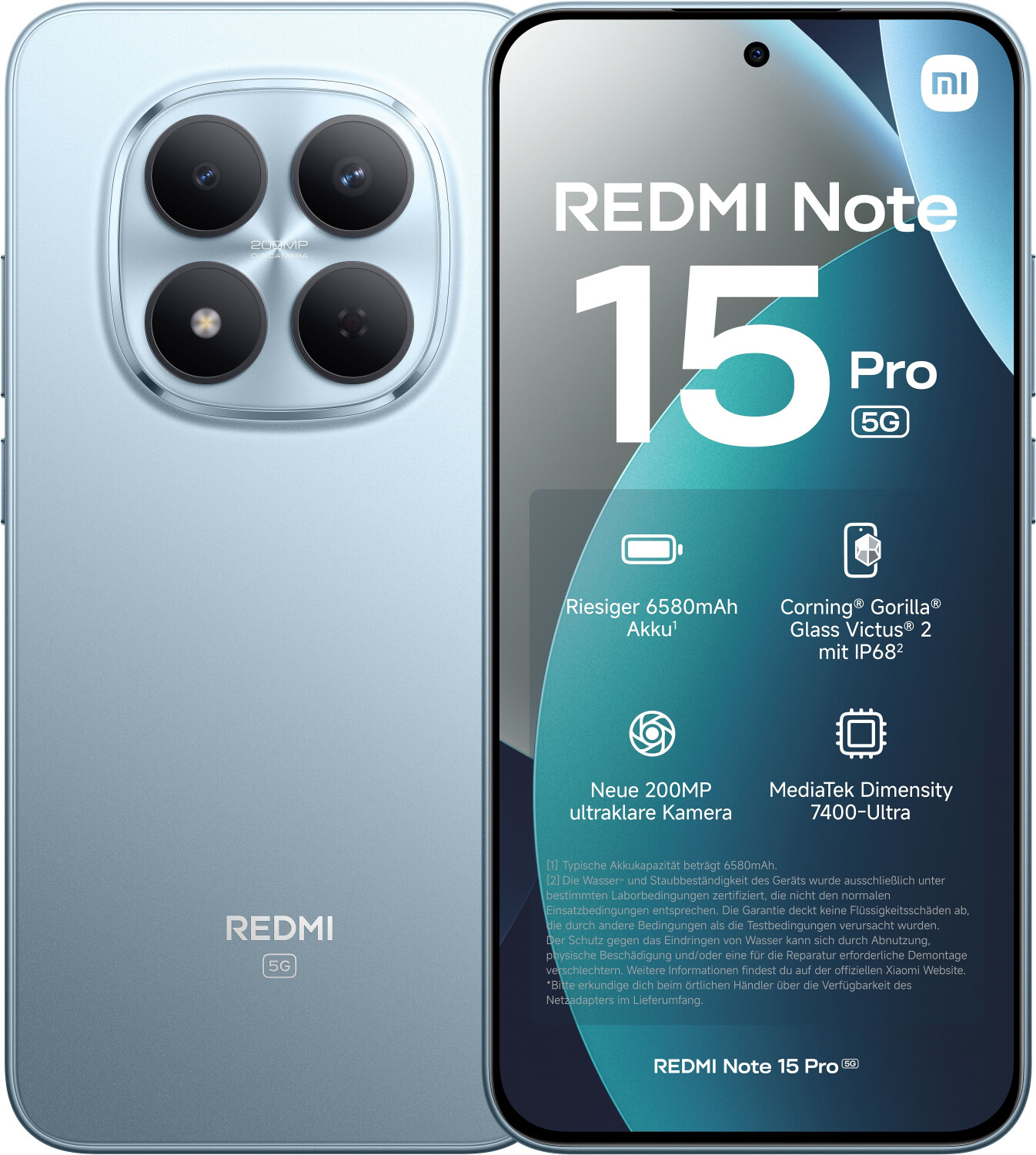 Xiaomi Redmi Note 15 Pro 5G 256GB, 6,83 Zoll AMOLED-Display, 200MP Kamera, 6580mAh Akku, IP68 staub- und wasserdicht | SimLock: Frei | Zustand: Sehr Gut | Farbe: blau | Akku: Sehr Gut