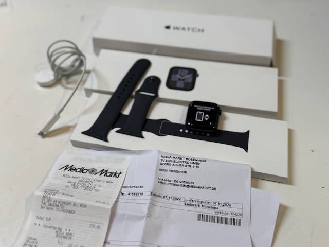 Apple Watch SE 44mm Mitternacht 2022, GPS, mit Originalverpackung und Rechnung, Batteriezustand 100%. | Zustand: Gut – Bild 2