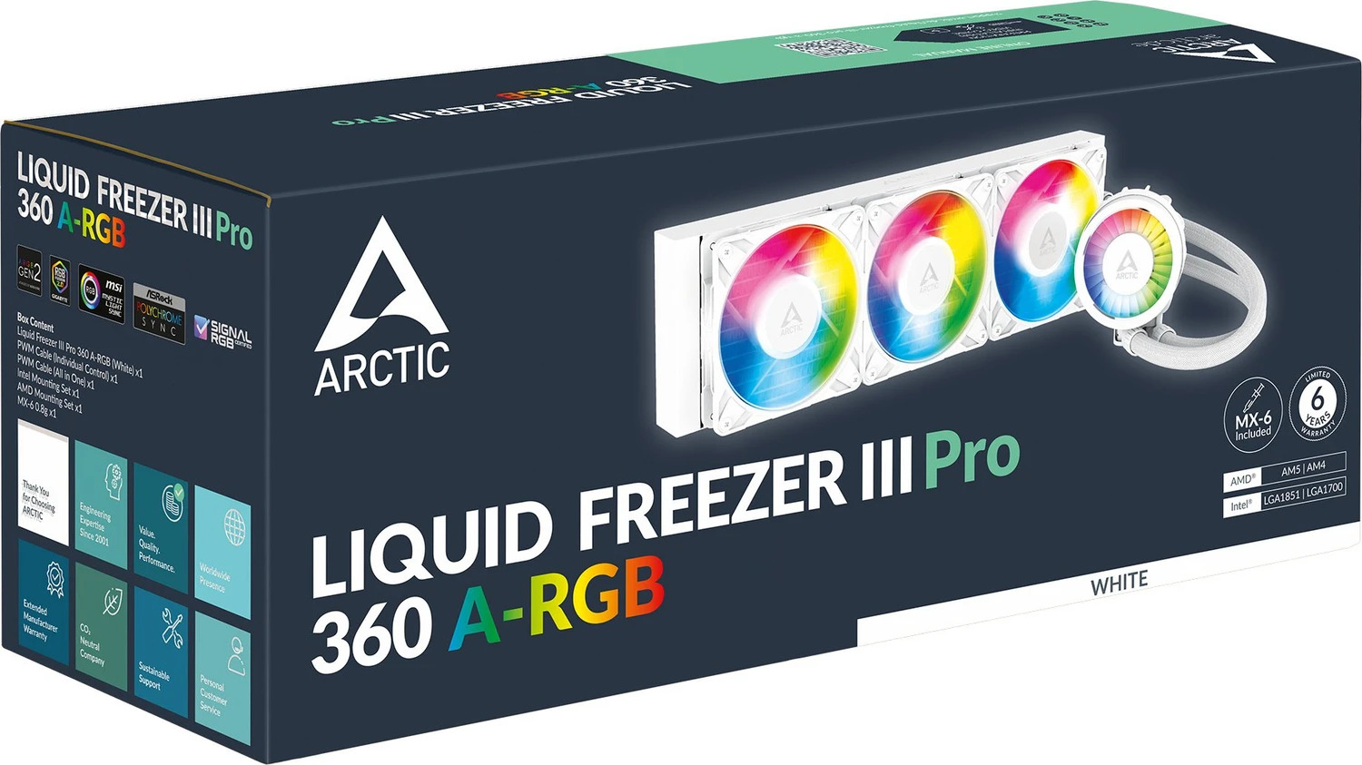 Arctic Liquid Freezer III Pro 360 A-RGB, AIO Wasserkühlung, 360mm, A-RGB, Farbe Weiß, Verpackung geöffnet | Zustand: Neu