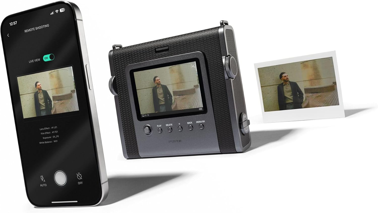 Fujifilm instax WIDE Evo Black, Hybride Sofortbildkamera mit Weitwinkelobjektiv, 10 Objektiv- & 10 Filmeffekten, USB-C & Druckhebel | Zustand: Neu – Bild 4