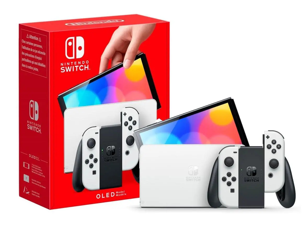 Nintendo Switch OLED Modell Weiß, Inkl. Spiel Pokémon Schwert, Dockingstation, Ladegerät und Originalverpackung | Zustand: Sehr Gut | Farbe: schwarz
